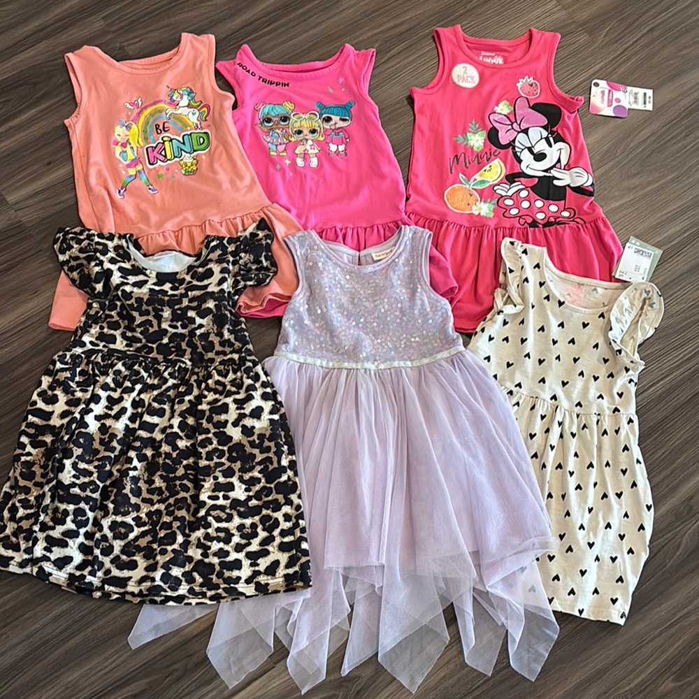 Girls' size 4T Dress Bundle - Minnie Mouse , jojo LOl NWT to excellent condition